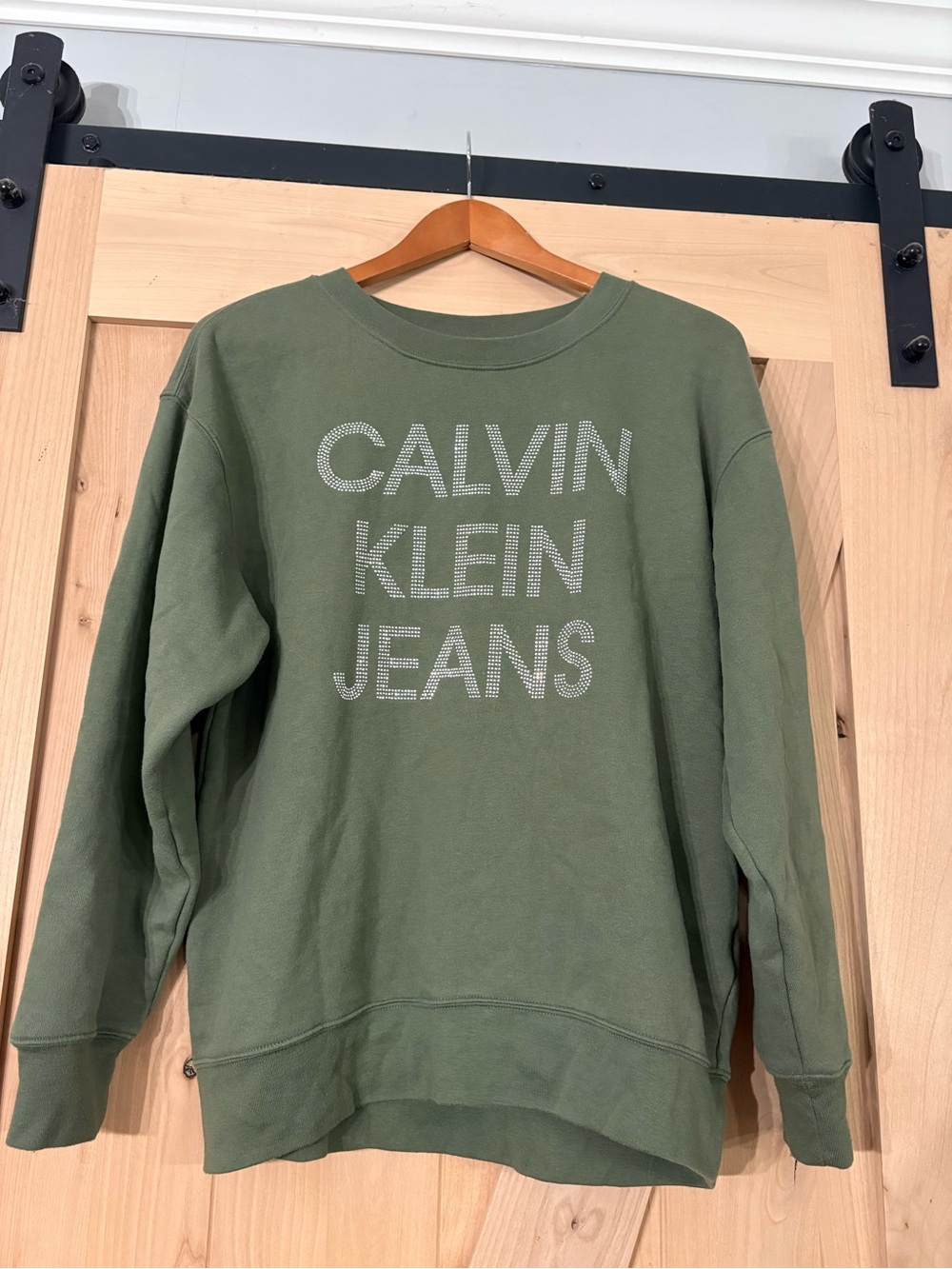 Calvin Klein Olive Green Crewneck Sweatshirt with Logo
